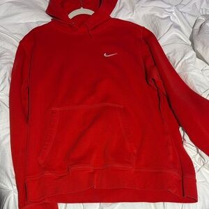 Nike Red Pullover Hoodie with White Swoosh Logo